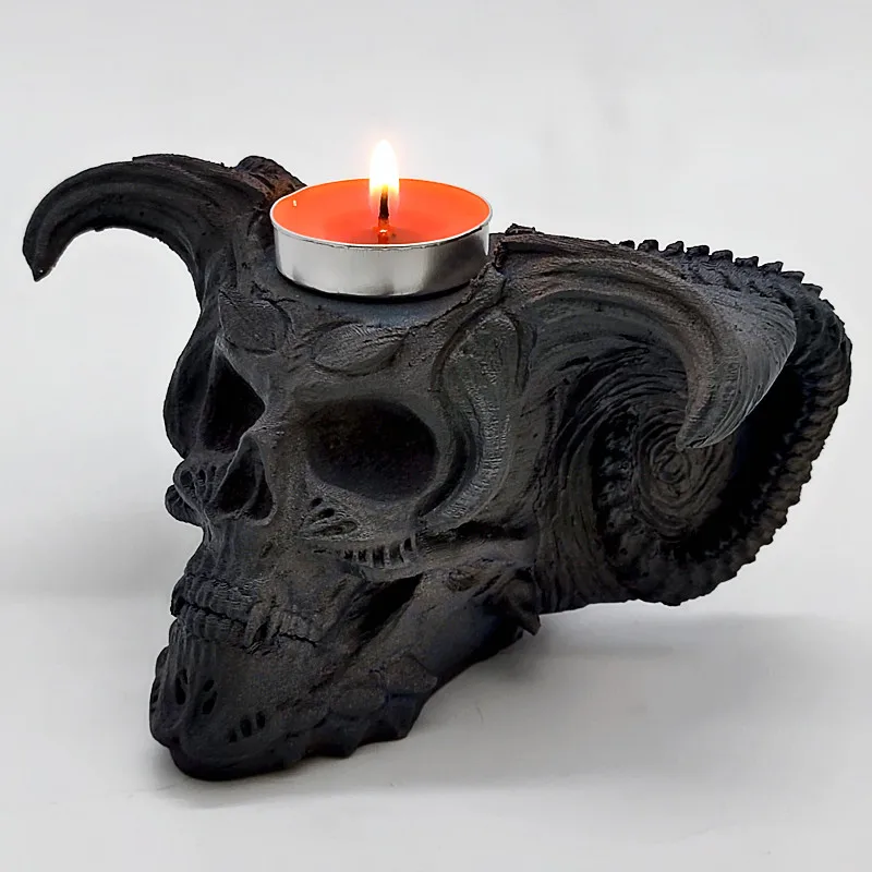 Demon Skull Candlestick Silicone Mold DIY Candle Resin Gypsum Silicone Mold Halloween Decoration Tool