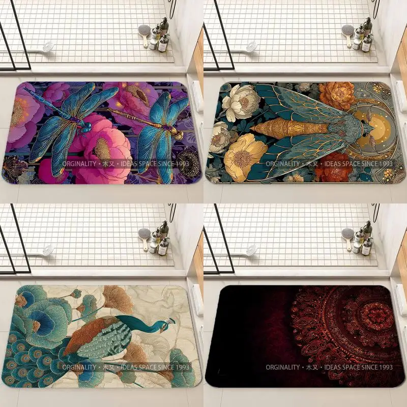 

Colorful Dragonflies & Flowers Living Room Decoration Home Sofa Non-Slip Carpet Study Bedroom Tatami Children'S Soft Floor Mat