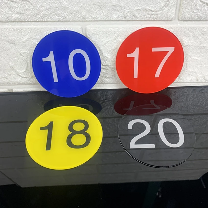 Plastic Acryl Nummer Ronde Ronde Plaat Numeriek Met Plakband Aanpassen