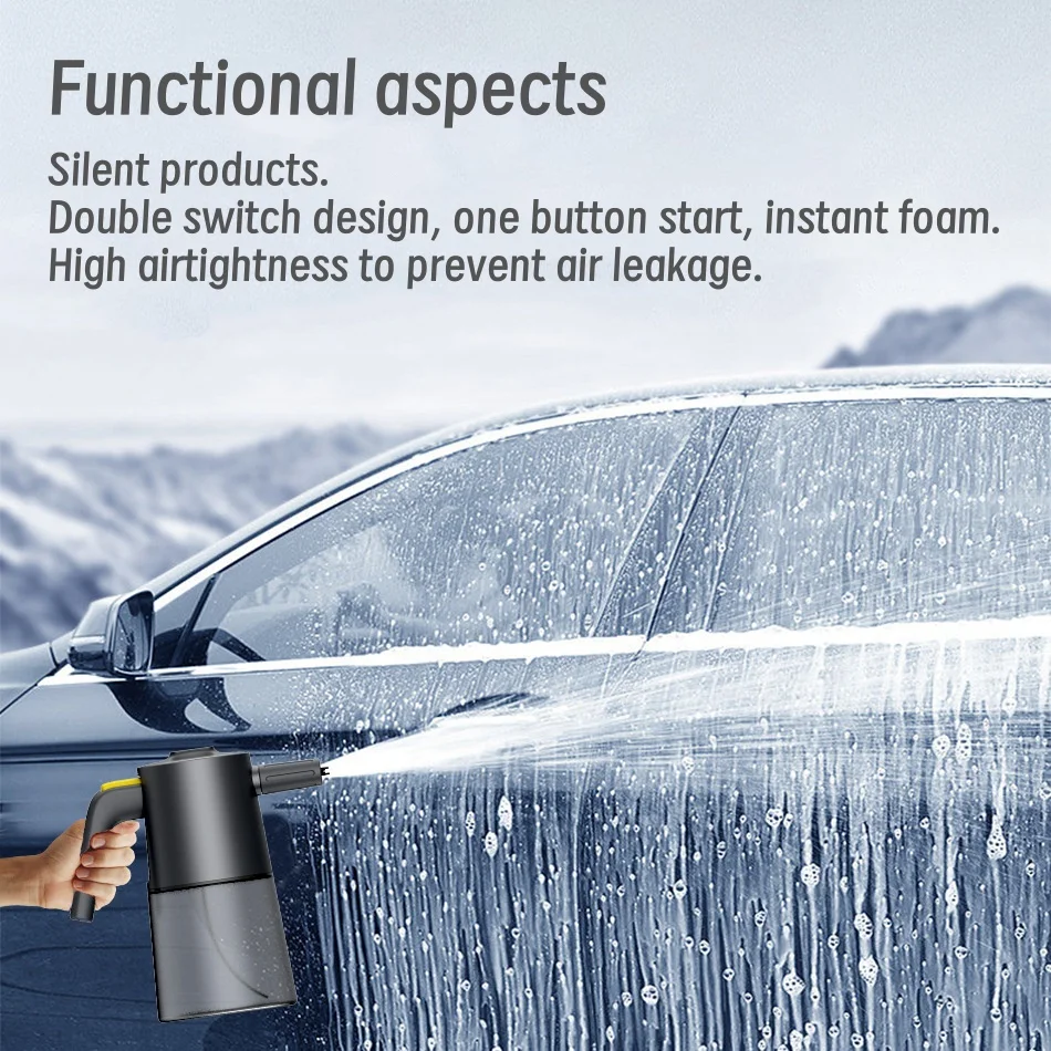 Car Washing Foam Spray Bottle Special Tool for Car Washing Liquid One Button Electric Mute Hand-held Foam Bottle Car Cleaner