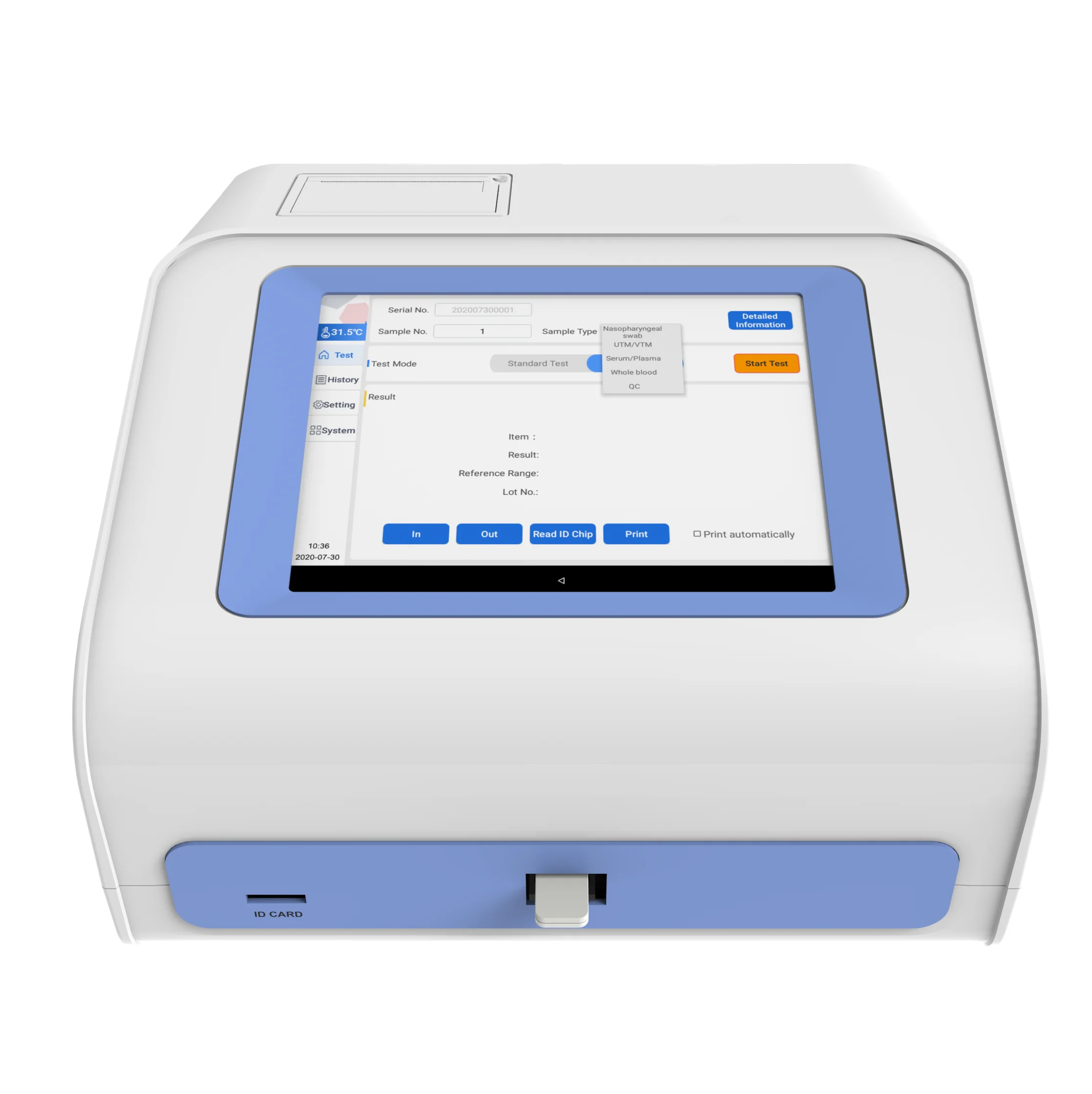 Immunofluorescence crp analyzer to work with crp rapid test kit or crp reagents