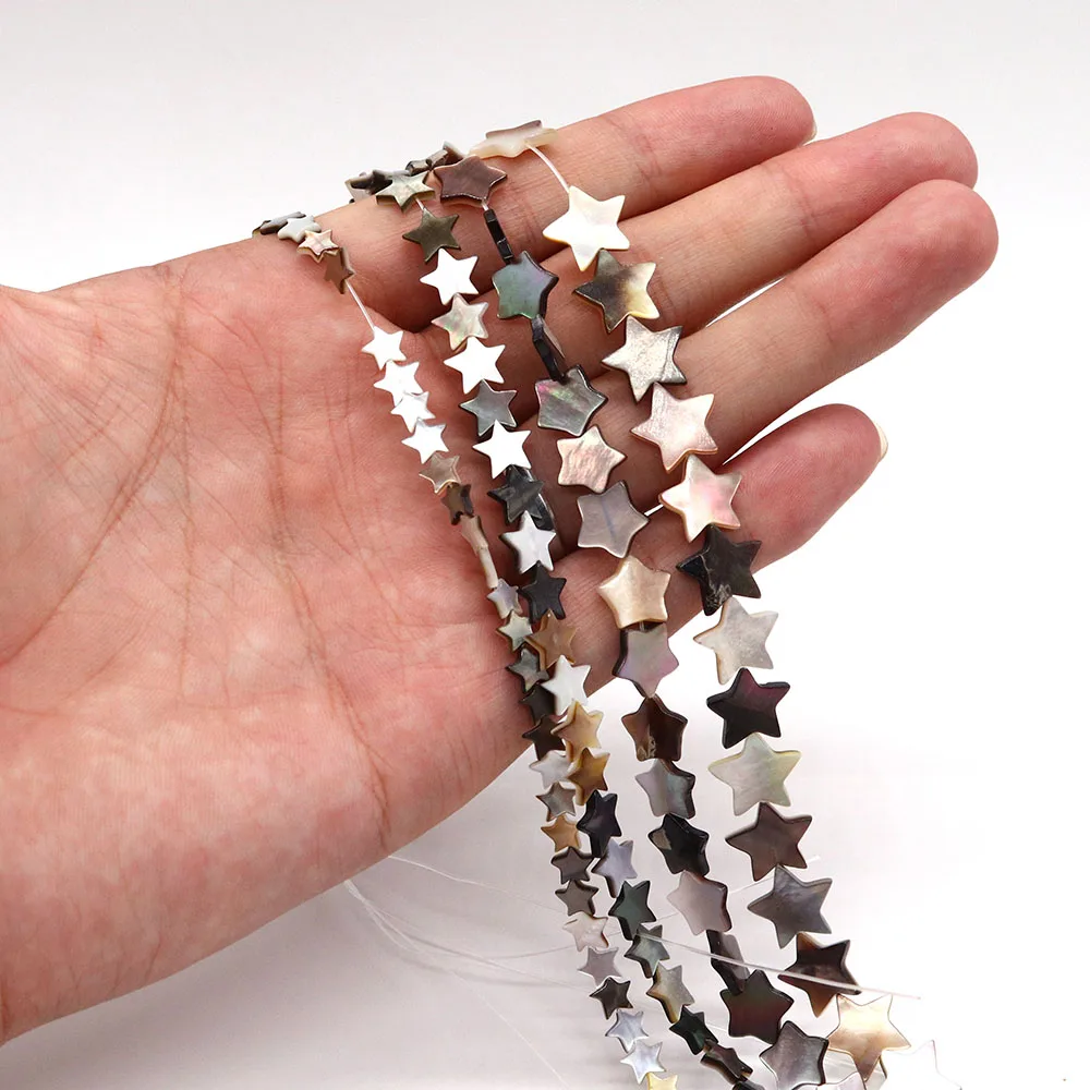 

Natural Black Shell Five-Pointed Star Shape Straight Hole Loose Bead 6-12mm Handmade Trendy Necklace Bracelet Component 1Strand