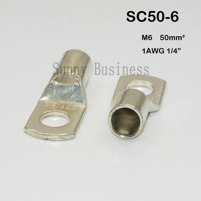 50PCS SC50-6/8/10/12 Heavy Duty Tinned Copper Wire Lugs Battery Cable Ends Eyelets SC Ring Terminal Connectors