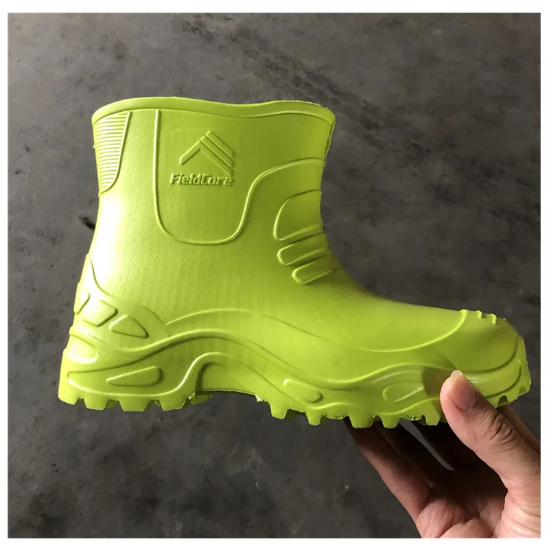 New Men Mid-calf Rain Boots EVA Lightweight Water Shoes Waterproof Thick Heels Fishing Boots Wellies Boots