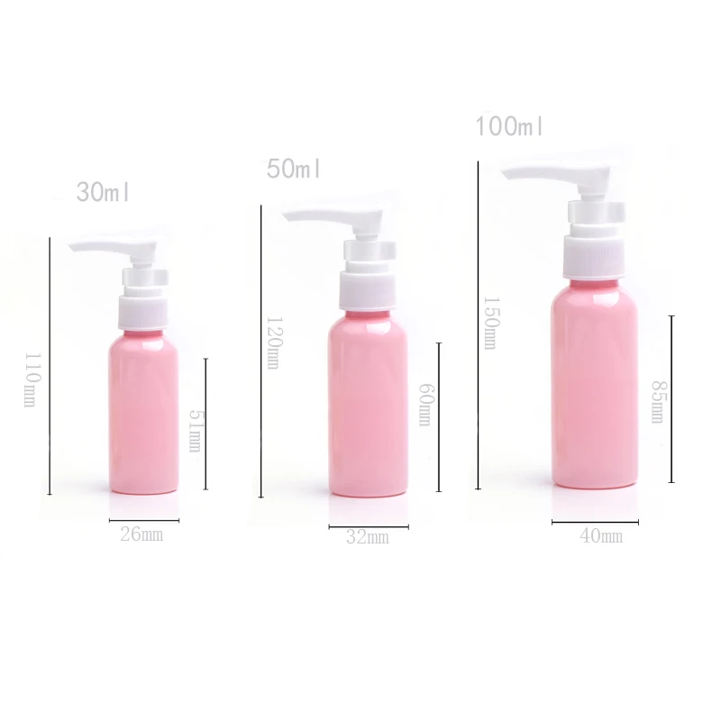 Dispensador de botellas con bomba de plástico, botellas de viaje vacías, contenedores rellenables para loción, champú, acondicionador, líquido, 30ml-150ml, 10 Uds.