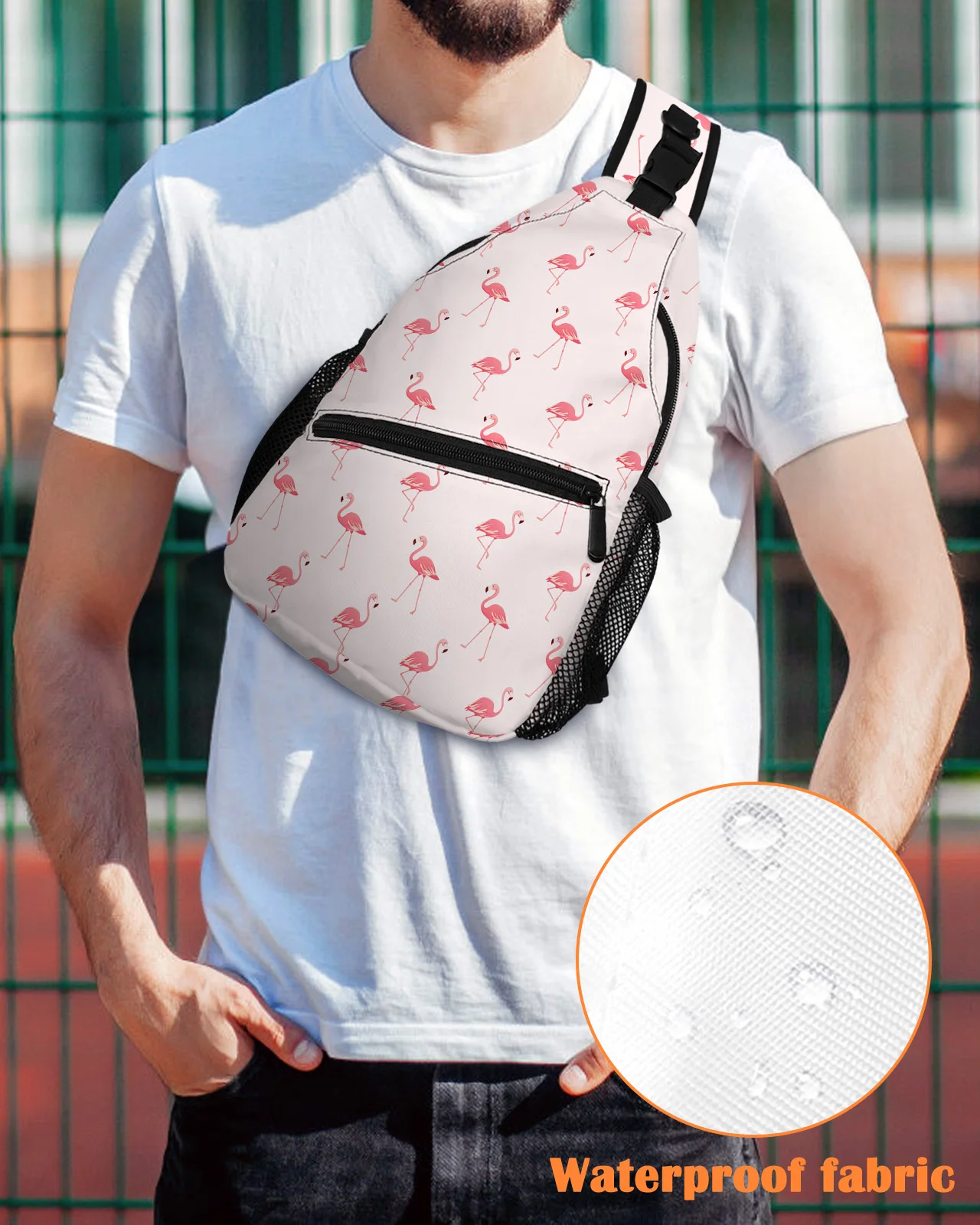 

Flamingo Tropical Animal Chest Bags for Women Men Waterproof Shoulder Bag Outdoor Travel Sport Crossbody Bag