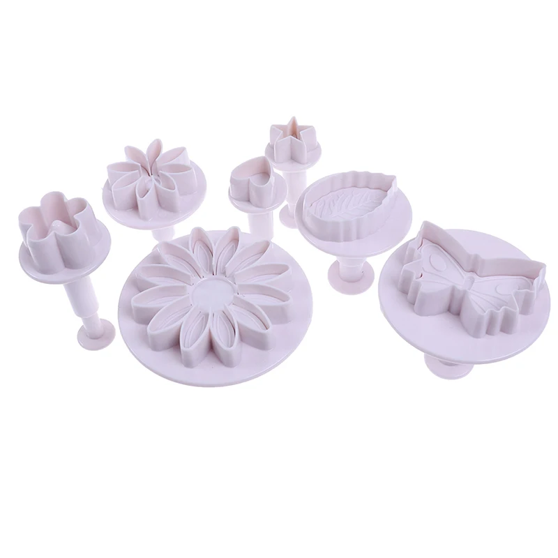 Plastic Flower Fondant Cake Tools Sugar Craft Plunger Cutter Baking Cookies Mold