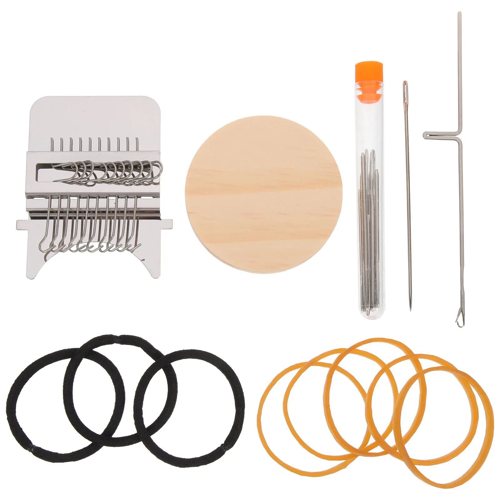 

Small Knitting Machine Weaving Kit Mending Tool Sewing Needle Supplies Mini Set DIY Crafts Wooden Stainless Steel Rubber