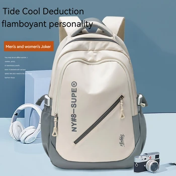 Backpack large capacity light simple travel bag canvas backpack student school bag nylon student zipper backpack