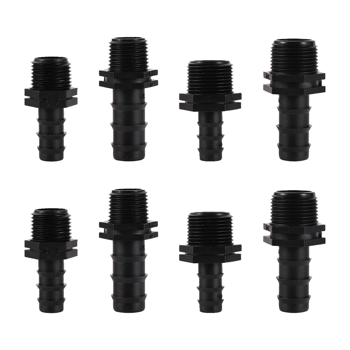 

1/2" 3/4" Male Thread To DN16 DN20 Pipe Barb Straight Connector Home Yard Micro-Spray Irrigation System Pipe Interface Fittings