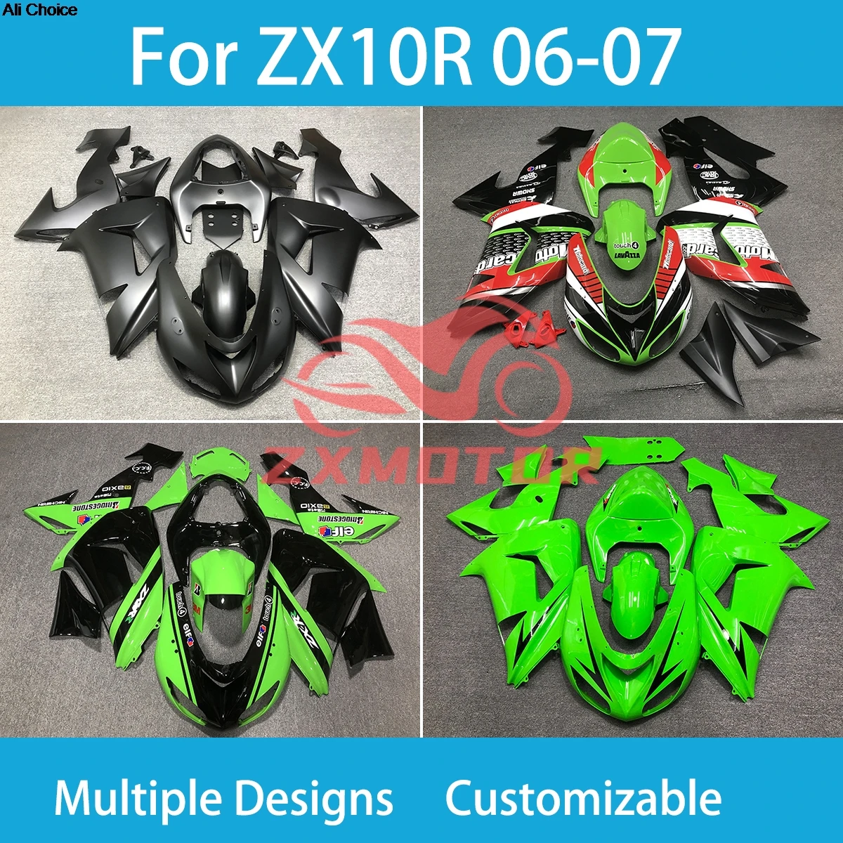 

New ZX 10R 06 07 Fairing Kit for Kawasaki ZX10R 2006 2007 Customizable Motorcycle ZXMT Painted Fairings Injection Molding Fit