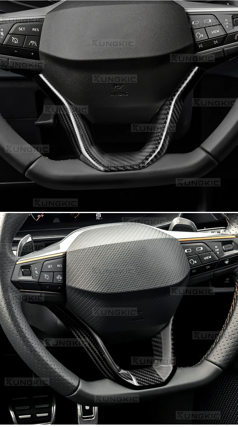 Echte Trockencarbon-Zierleiste für Seat Ateca/Ibiza/Leon/Tarraco für For Seat Arona/Seat ibiza/Cupra Bron 2022 2023 2024 2025 2026 Seat Ateca/Seat Leon/Seat Tarraco/Cupra Ateca/Cupra Formentor/Cupra Leon 2 Auto-Lenkrad – Detail 3