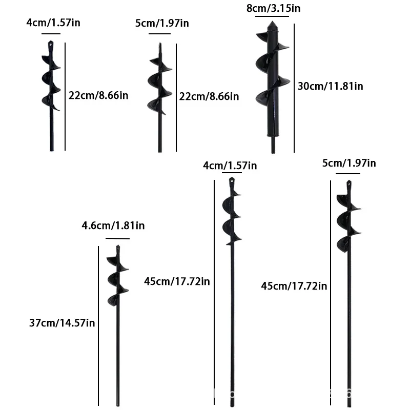لقمة مثقاب أرضية - قضيب حلزوني قابل للفصل - تخفيف خضروات الحديقة، زراعة التربة، أدوات زرع الشتلات