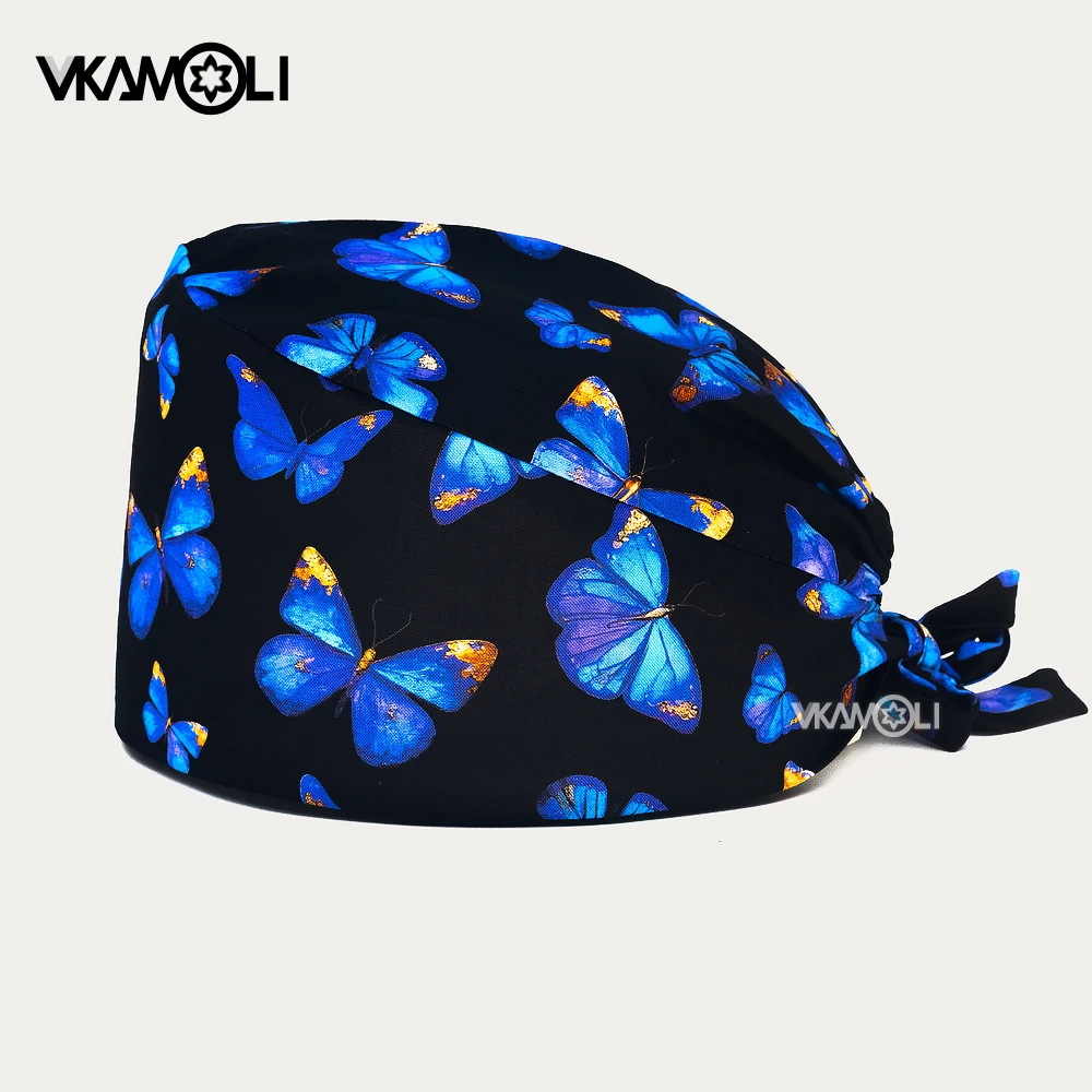 Dreamy butterfly printed surgical cap Pediatric Veterinary Care Hat Nursing Caps Adjustable size for men and women scrub hats