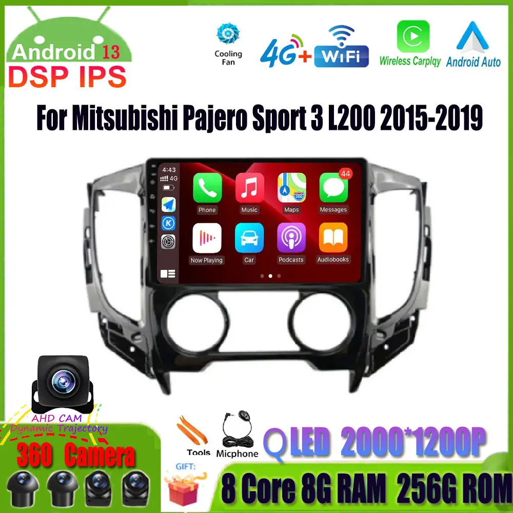 

Автомагнитола на Android 13, мультимедийный плеер для Mitsubishi Pajero Sport 3 L200 2015-2019, 4G Lte, Wi-Fi, GPS-навигация, без DVD, 2 DIN