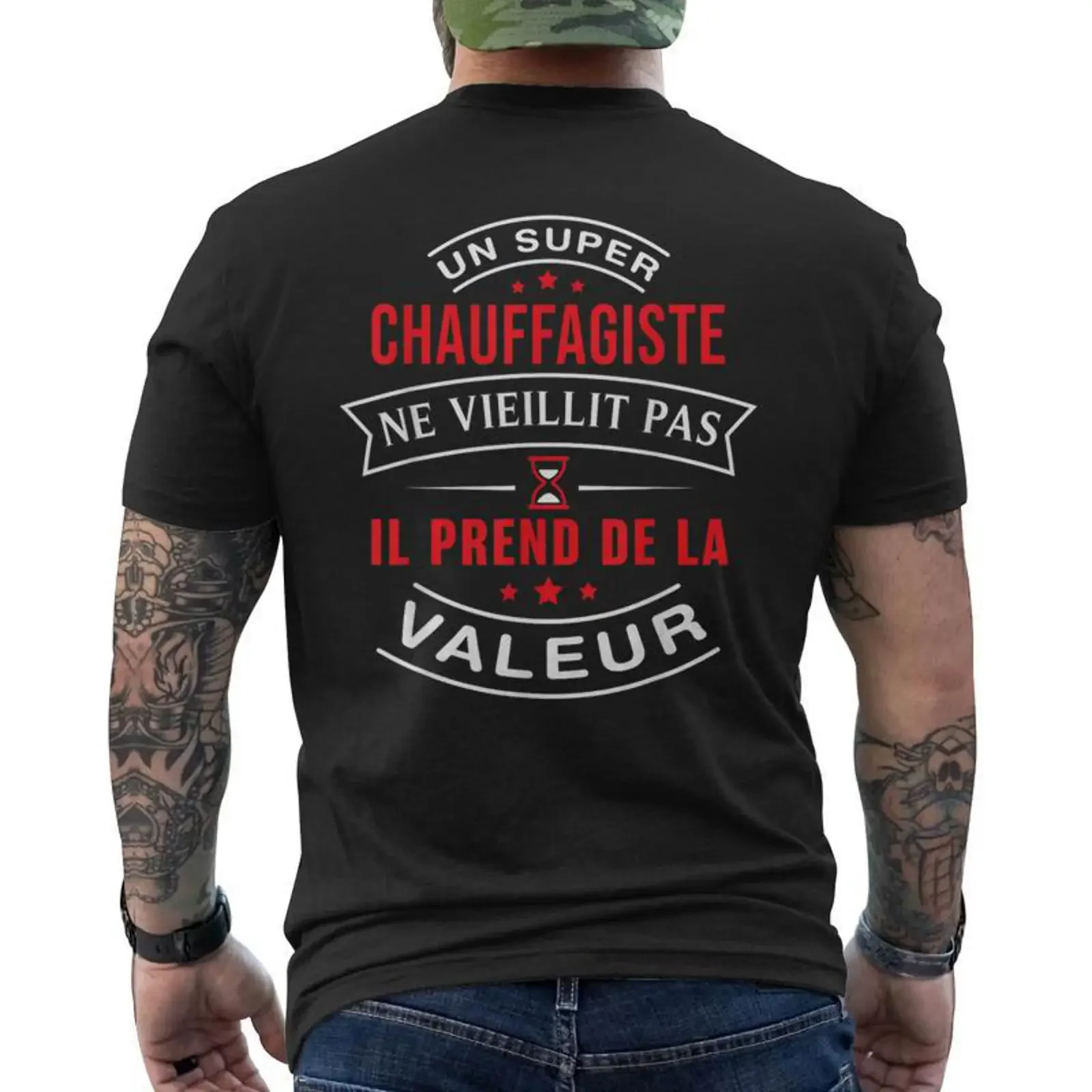 Футболка Unuper Chauffagiste Neieillit Pas Cadeau с принтом на спине, винтажная, мягкая, дышащая, модная, с эффектом потертости, Giftyz