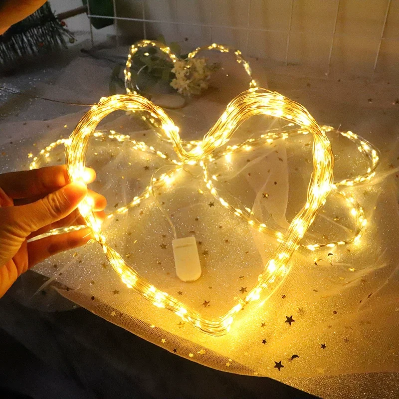 LED Fairy Lights Battery Powered 3 Modes Copper Wire Garland Light String For Bedroom Birthday DIY Gift Wedding Party Decoration