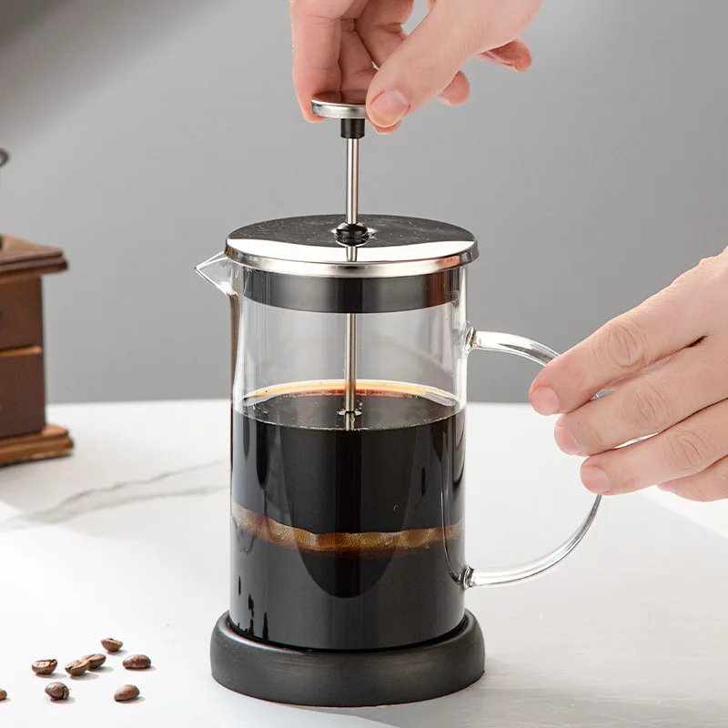 

High Borosilicate Glass Coffee French Press Pot with Filter Hand Punch Multifunctional Brewings Tea Milk Pot Tool