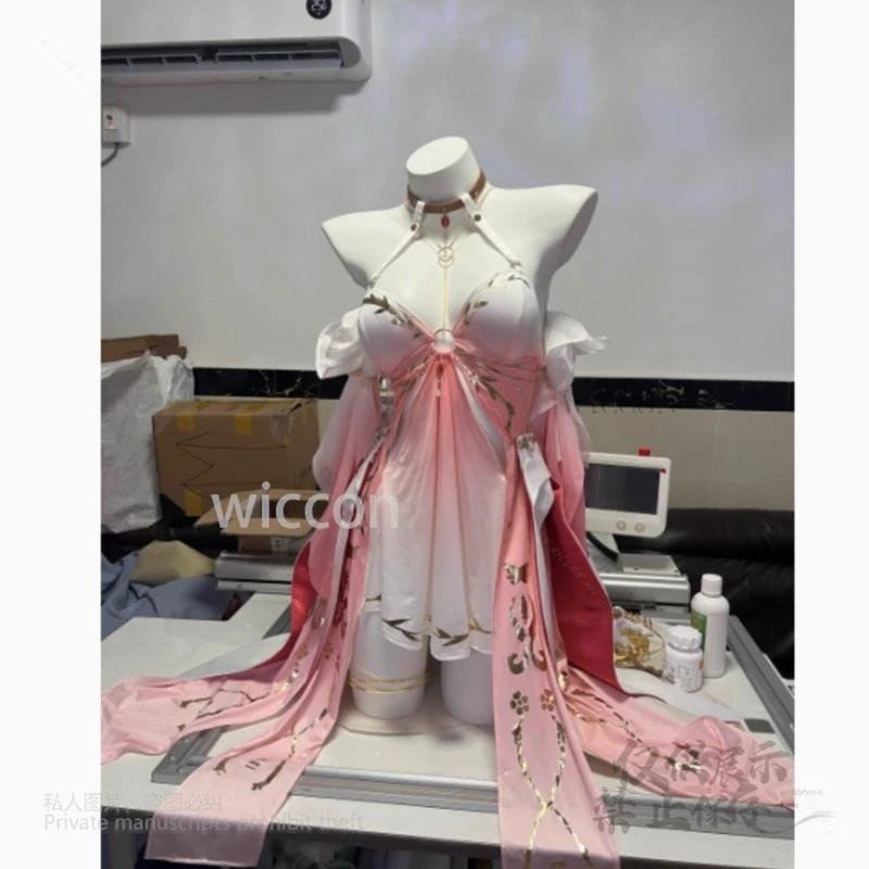 อะนิเมะ Wuthering คลื่น Changli คอสเพลย์ชุดว่ายน้ําเซ็กซี่ชุดแฟนซีสีชมพูสีขาววิกผมผู้หญิงปาร์ตี้ฮาโลวีนชุดที่กําหนดเอง