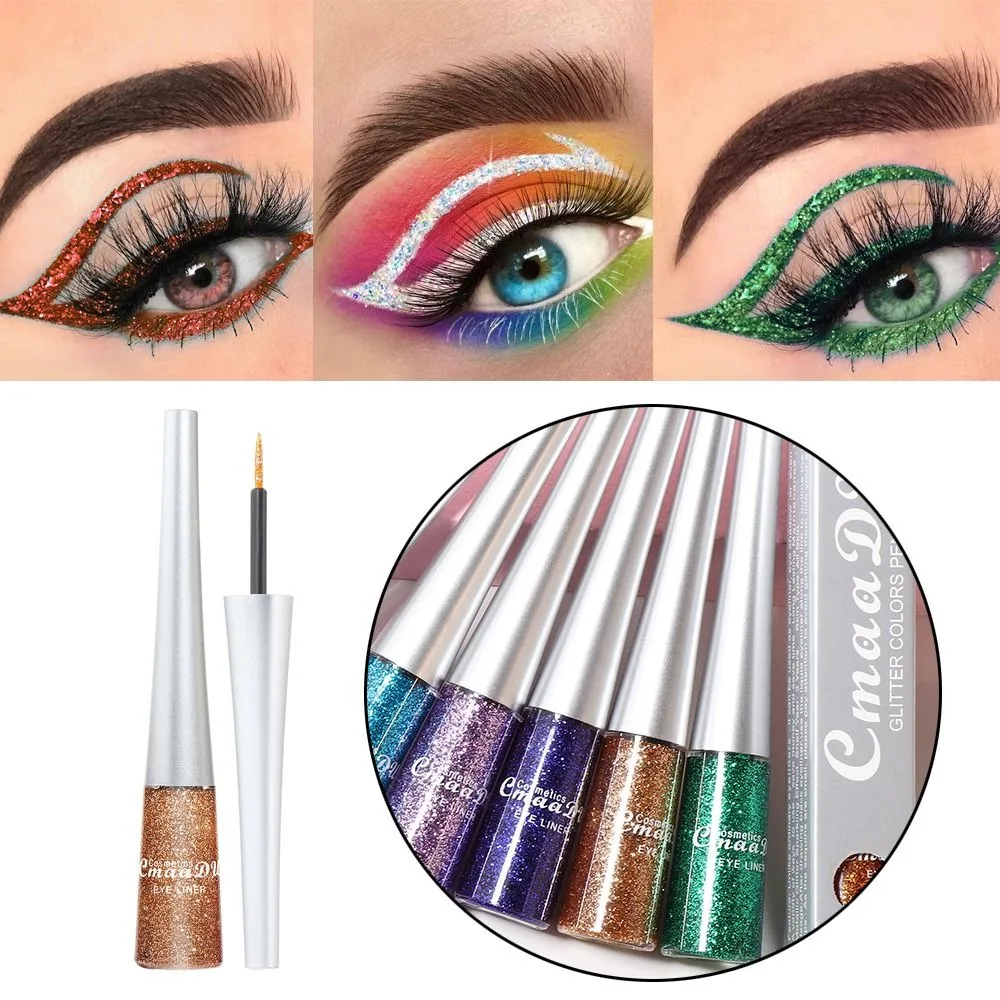 Crayon Eyeliner liquide pailmétrage nacré, diamant brillant, stylo eye-liner liquide, fard à barrage durable 16 couleurs, maquillage des yeux