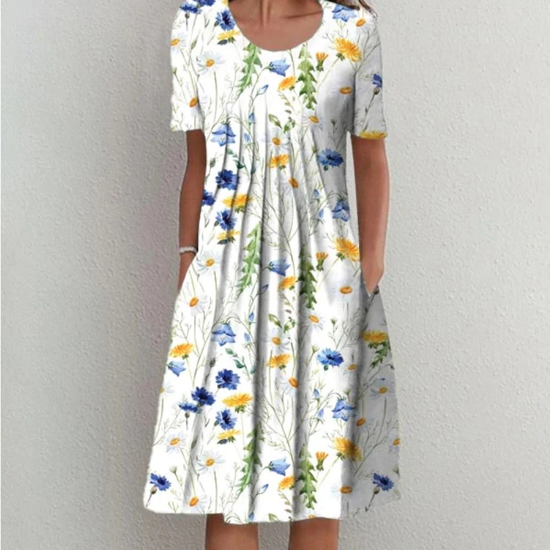 Fashion Elegant Women Dress Loose Casual Dress Women Printed Dress New Temperament