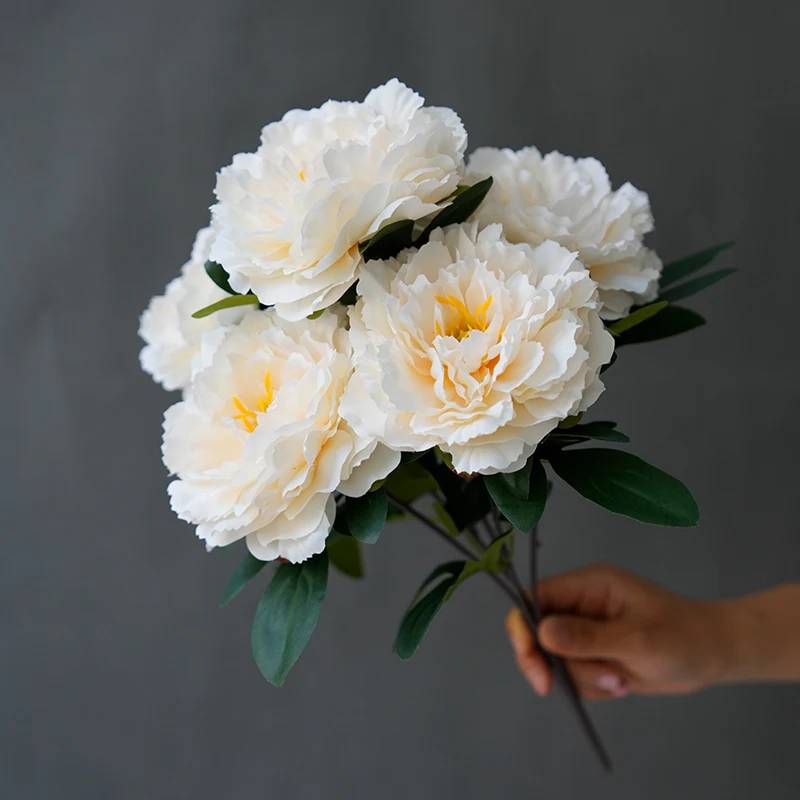 NEUE Rosen mit 5 Köpfen, Seiden-Pfingstrosen, Künstliche Blumensträuße mit Großen Köpfen, Günstige Kunstblumen für Heim- und Hochzeitsdekoration Innenbereich – Detail 1