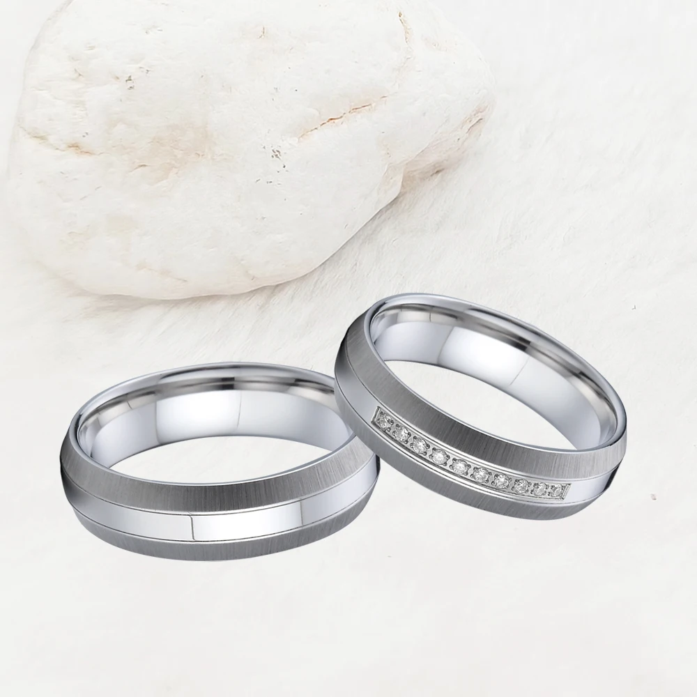 Rings Jewelry Women Cz Diamond Wedding Band Sets For Couples Ladies Gents Wholesale Latest Stainless Steel Jewelry Ring