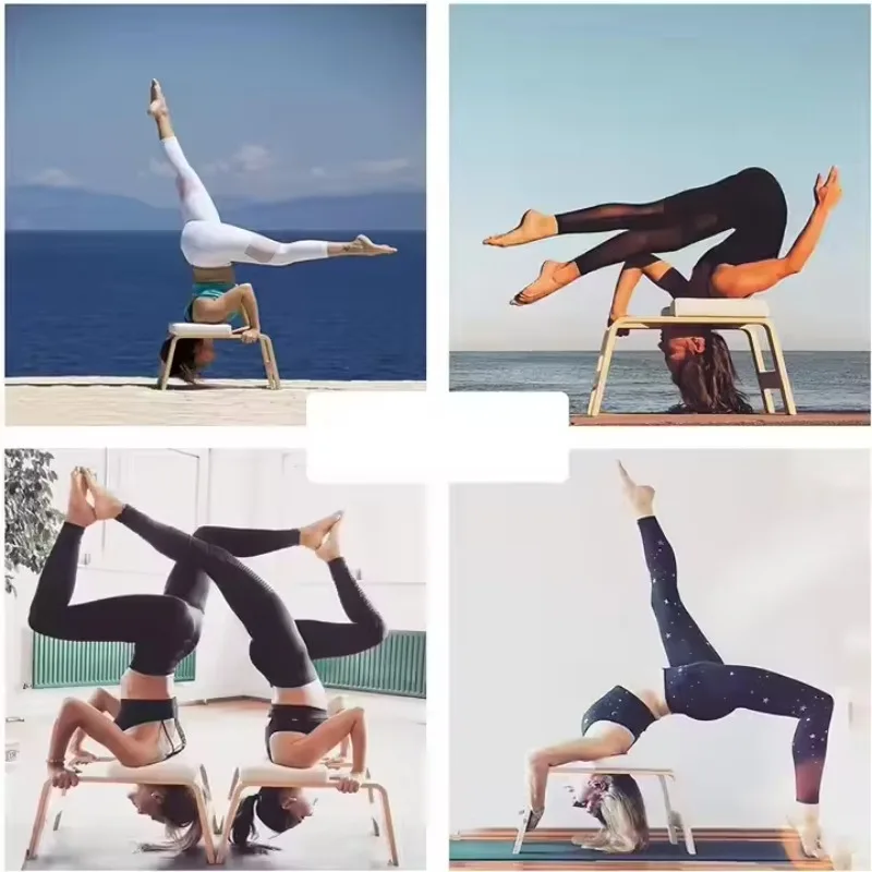 

2025 Hot Selling Portable Wood Inverted Yoga Training Chair Fitness Exercise Portable Inverted Yoga Stool