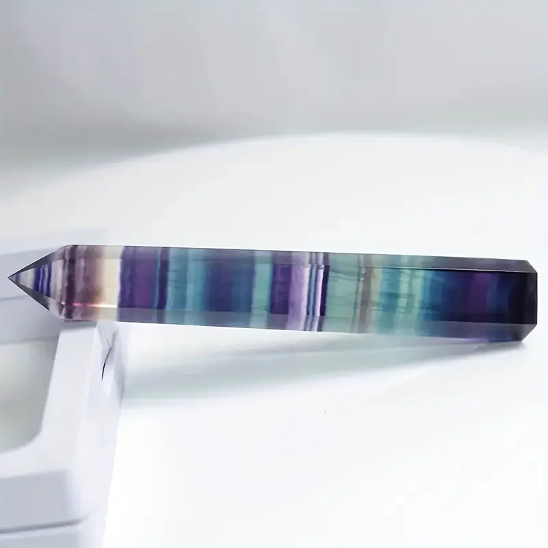 1pc Natural Fluorite Crystal Colorful Striped Fluorite - 1.57-2.76inch Quartz Crystal Stone Point Hexagonal Wand