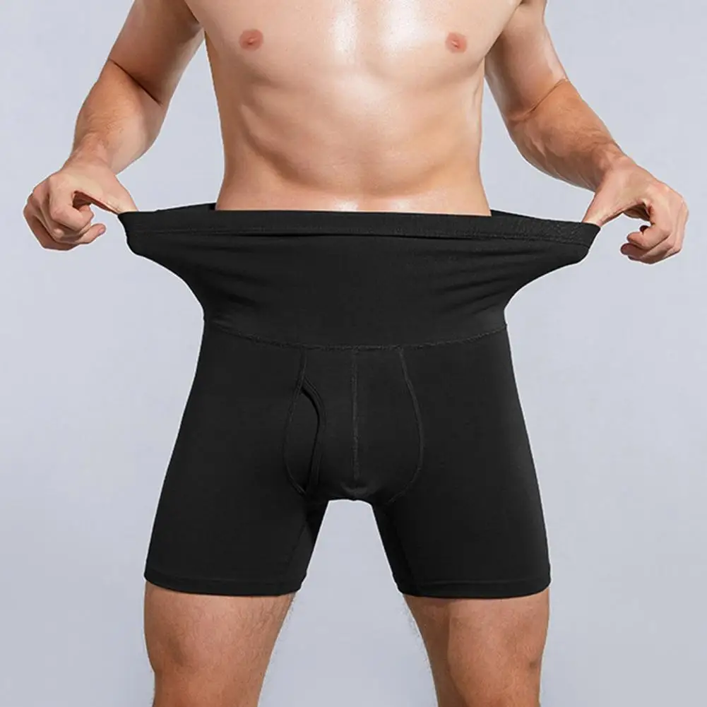 Uitgesneden onderbroek uit één stuk Hoge taille Katoenen onderbroek voor heren Warme ademende elastische sportshorts Heren Naadloze lange boxers