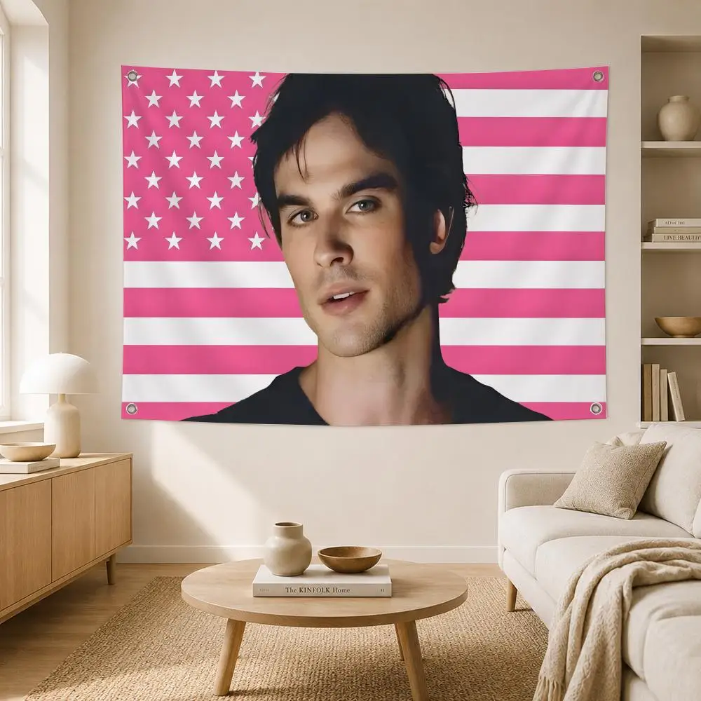 TV Series Character Damon Salvatore Flags Home Yard Garden Wall Hanging Flag Indoor Outdoor Banner Decor for Patio Backdrop Art