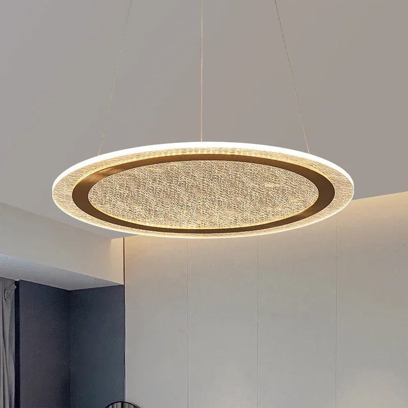 

FSS Modern LED Round Chandelier Nordic Minimalist Bedroom Study Restaurant Bar Acrylic Golden Light Luxury Indoor Chandelier