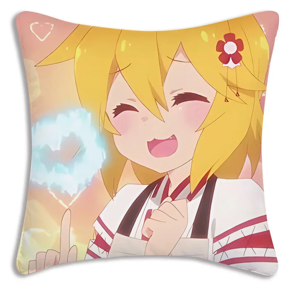 Kawaii The Helpful Fox Senko-san Pillow Covers Cartoon Sofa Decorative Home Double-sided Printing Short Plush Cute Cushion Cover