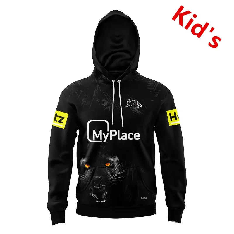 

2024 PENRITH PANTHERS TRAINING BLACK YOUTH TRAINING RUGBY Hooded JERSEY TODDLER Kids size 16--26 ( Print name and number )