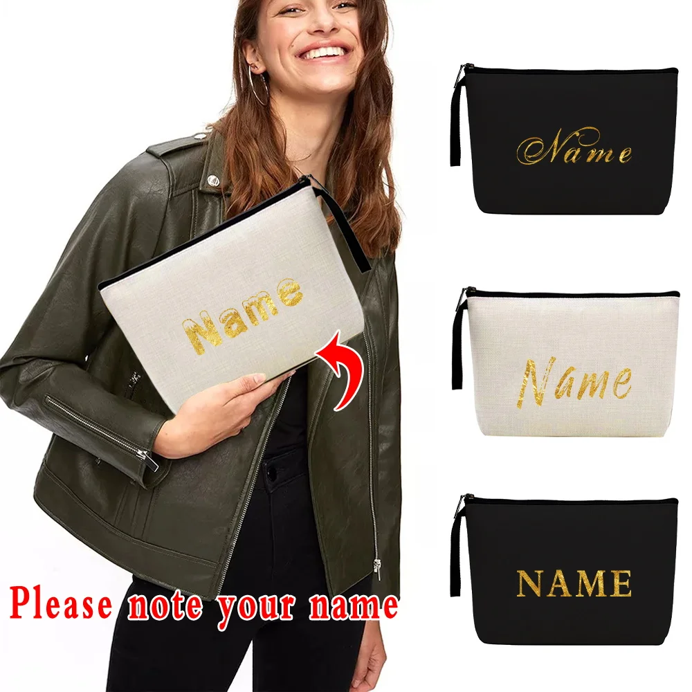 

Cosmetic Bag Women Makeup Case Customized Personalized Name Organizer Make Up Bag Travel Toiletry Pouch Canvas Beauty Case