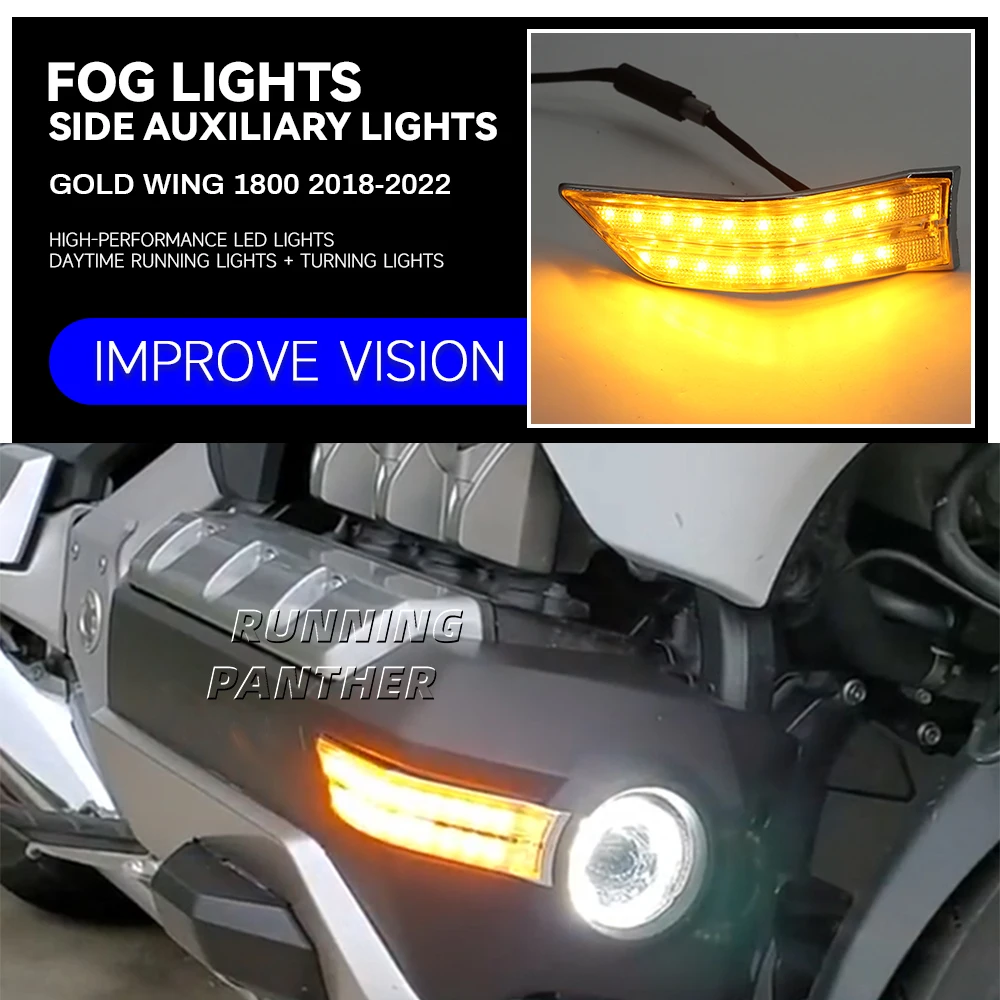 

Gold Wing Motorcycle LED Fog Light Side Auxiliary Light LED Turn Signal Decorative Light For Honda Gold Wing GL1800 2018-2022