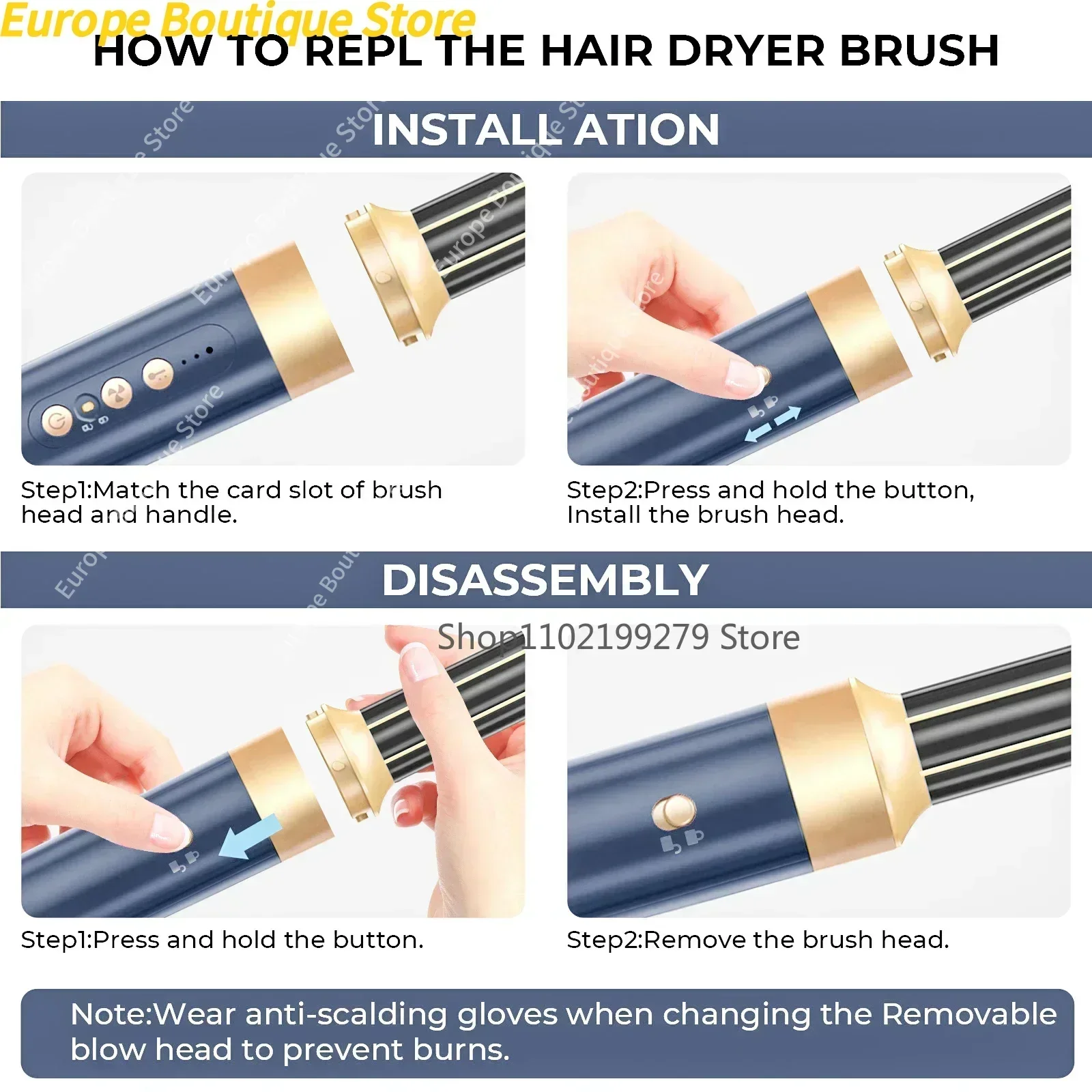 7 In 1 Hair Dryer Brush Brushless High Speed Hair Dryer with Diffuser Ionic Blow Dryer Hot Air Styling Comb Auto Hair Curler gallery 4
