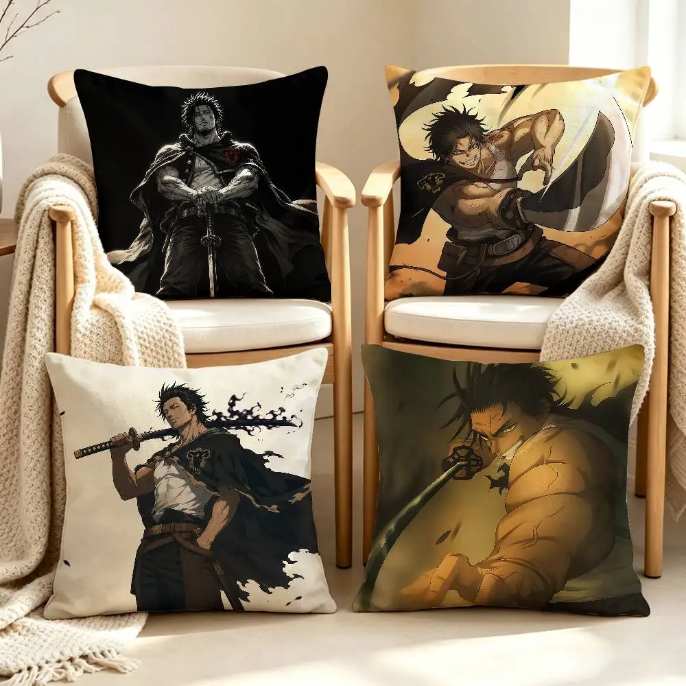 Y-Yami S-Sukehiro Black C-Clover Customizable Square Pillow case Double Sided Print Sofa Bedroom Decor Cushion Cover