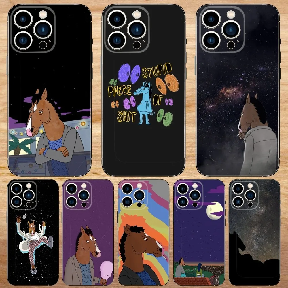 Cartoon B-BoJack Horsemans Phone Case For iPhone15,14,13,12,11,Pro,Max,Plus,Mini,X,XS,XR,8,7,6,S,Plus,SE Soft Black Case