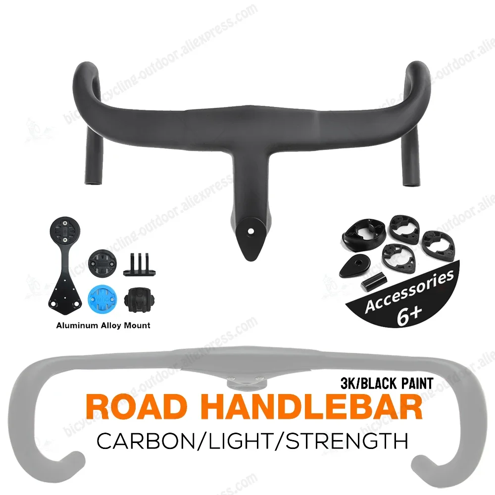 Road Bike Handlebar FOR F12 Aero High Strength Full Carbon Fiber 3K/Black Paint With Bicycle Computer Stand