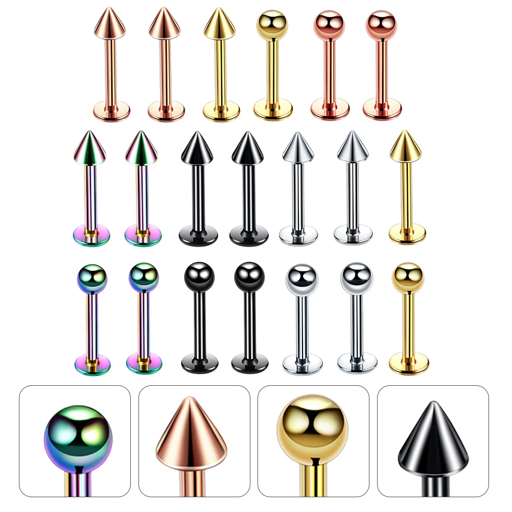 

20pcs Body Piercing Studs Premium Lip Ear Nose Jewelry Fashion Accessory Woman Stainless Steel Piercing Decorative Studs