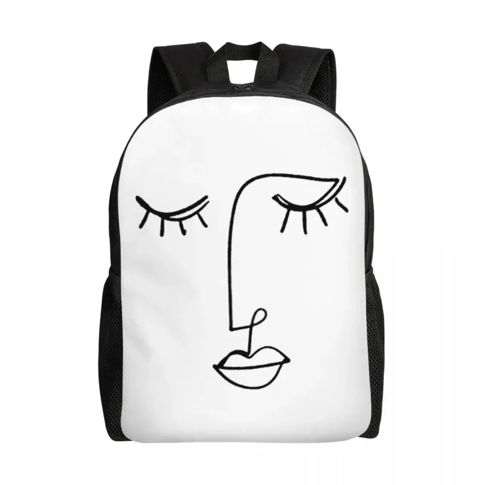 

One Line Face Art Laptop Backpack Men Women Casual Bookbag for School College Student Pablo Picasso Bags