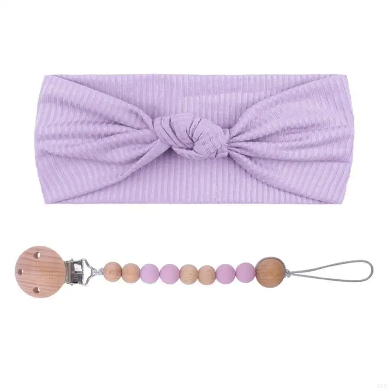 

E06f 2 шт. Детская псевдоним для зажима Clip Chain Bowknot Set Silicone Beads BPA Бесплатный манекен