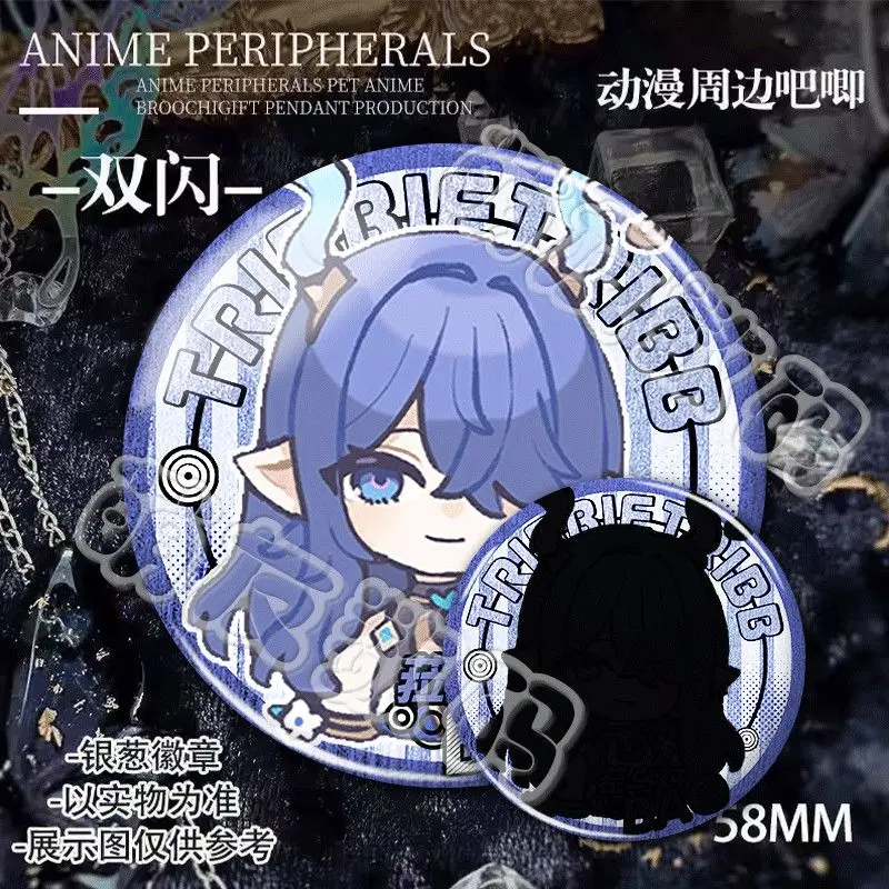 Genshin Impact Lightkeeper Flins insignia de forma redonda broche de dibujos animados a presión proyecto de Anime alfileres de solapa bolsa accesorios regalo para niños