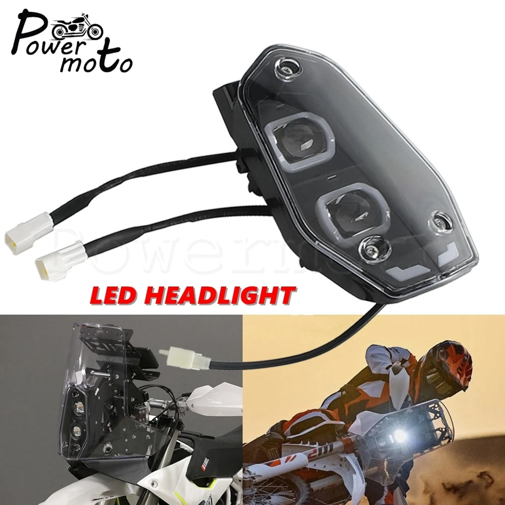 Motocross LED Headlight Headlamp Dirt Bike Hi/Lo DRL Front Light Lamp For 450 RALLY REPLICA 701 FE EXC BAJA ENDURO 690 701 RALLY