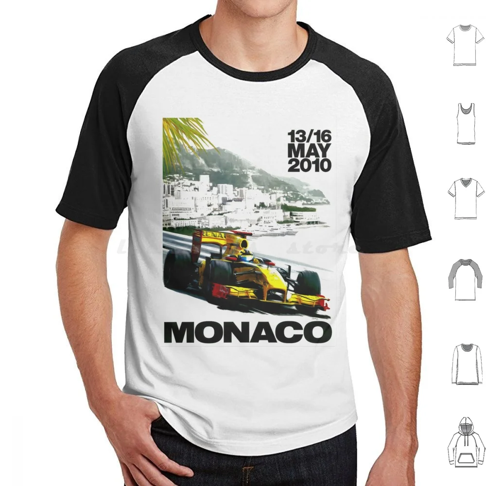 Monaco : Vintage 2010 Grand Prix Auto Racing Print T Shirt 6xl Cotton Cool Tee Monaco Grand Prix Tires Wheels Landscape Monaco