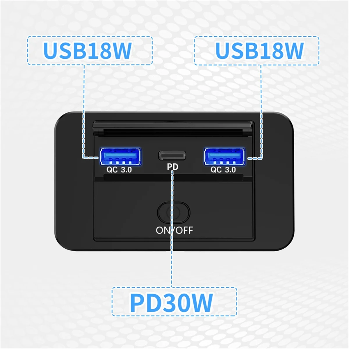 66W 12V Charger Panel Wall Mount QC3.0+PD3.0+QC3.0 USB Outlet Charger Socket Power Outlet for Car Marine Bus RV Truck Rich