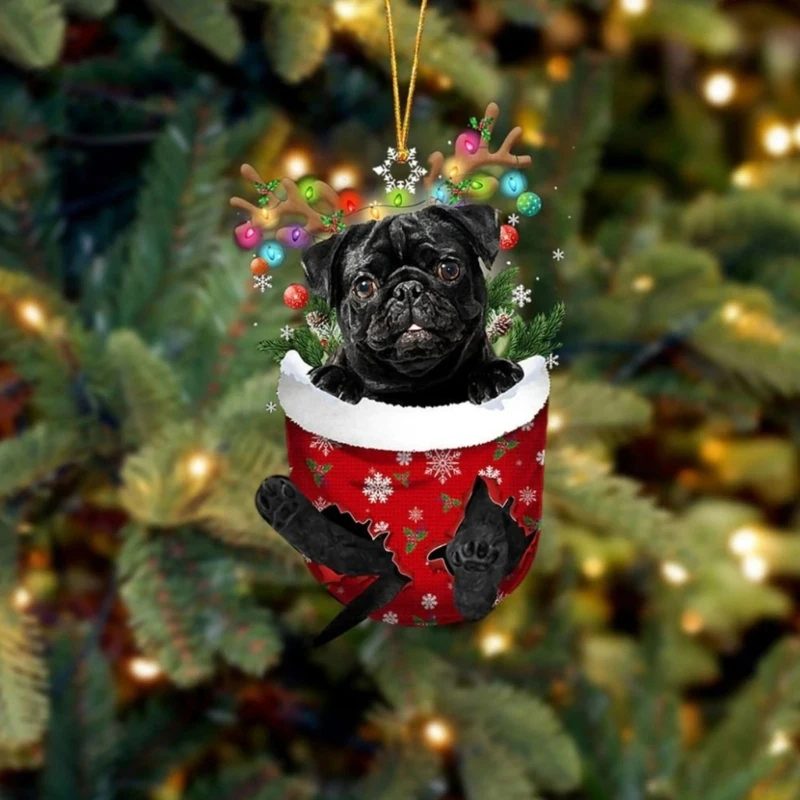 Adorno acrílico para árbol Navidad perro, decoración colgante llamativa acrílico para árbol Navidad y fiesta en