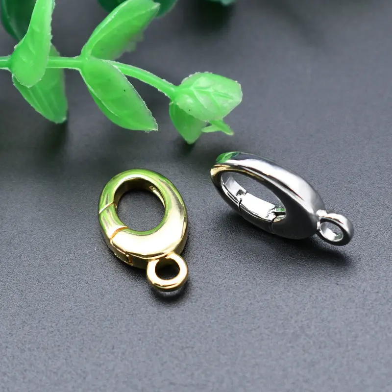 Fashion Jewelry Non-oxidizing Silver Gold Plated Oval Press Clasp Connector for DIY Jewelry  Making