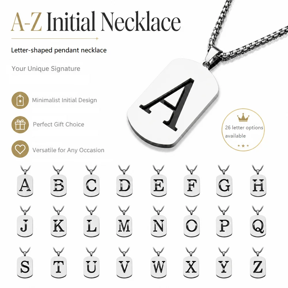 Personalized Stainless Steel Initial Necklace Men Women Custom Alphabet Letter A-Z Pendant Necklaces Hip Hop Jewelry view 5